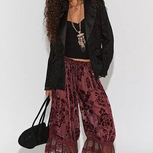 Free People Forever Young Burnout Velvet Bloomers In Red/Brown (wine) Sm NWT